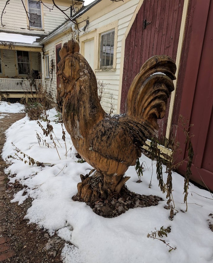 Carved Wood Rooster Sculpture