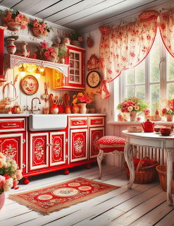 Red Cream Vintage Kitchen