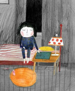 Girl in Illustrated Room