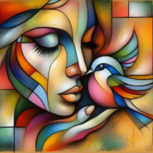 Abstract Woman and Bird