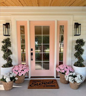 Pink Front Door Porch