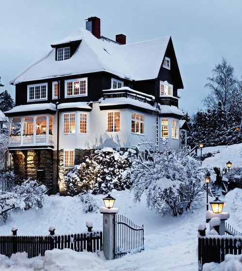 Winter Poolside Scene