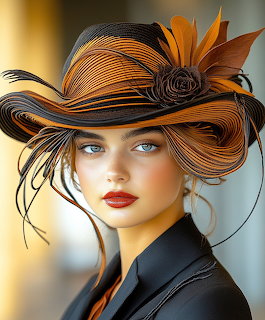 Woman in Orange and Black Striped Hat