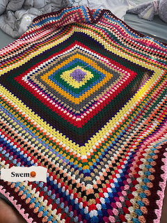 Colorful Crochet Granny Square Blanket