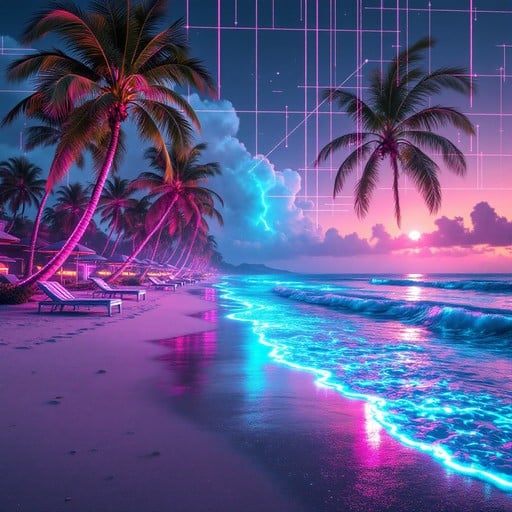 Neon Synthwave Beach