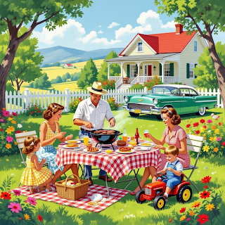 Family Backyard BBQ Scene