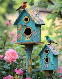 Painted Birdhouses Garden