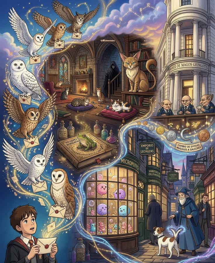 Harry Potter character with glasses and wand