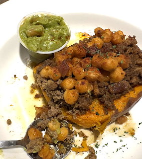 Sweet Potato with Chickpeas and Guacamole