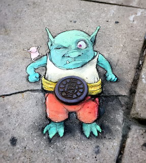 David Zinn Chalk Art Monster