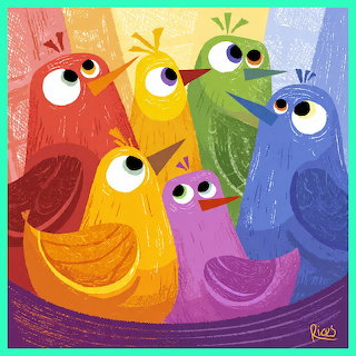 Colorful Birds in Boat