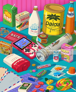 Retro Indian Products Illustration