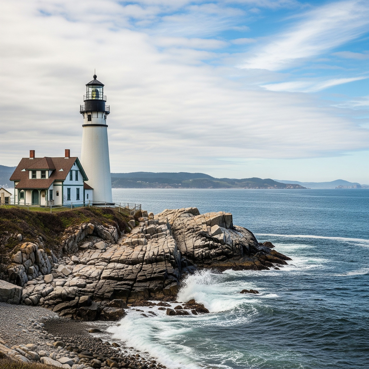 Lighthouse on Rocky Coast