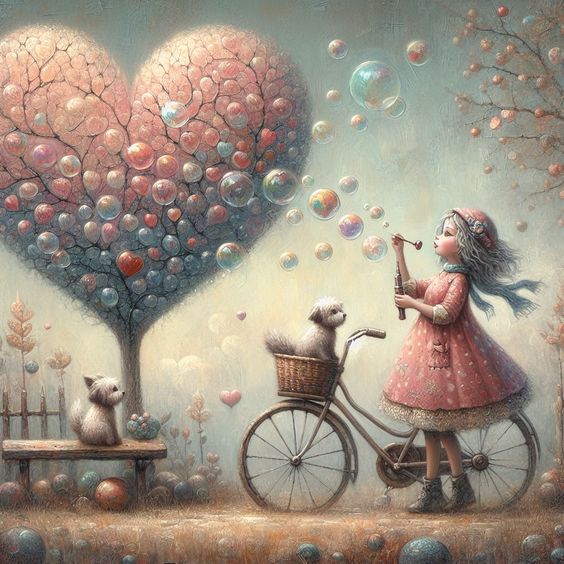 Valentine Heart Tree Girl Dog