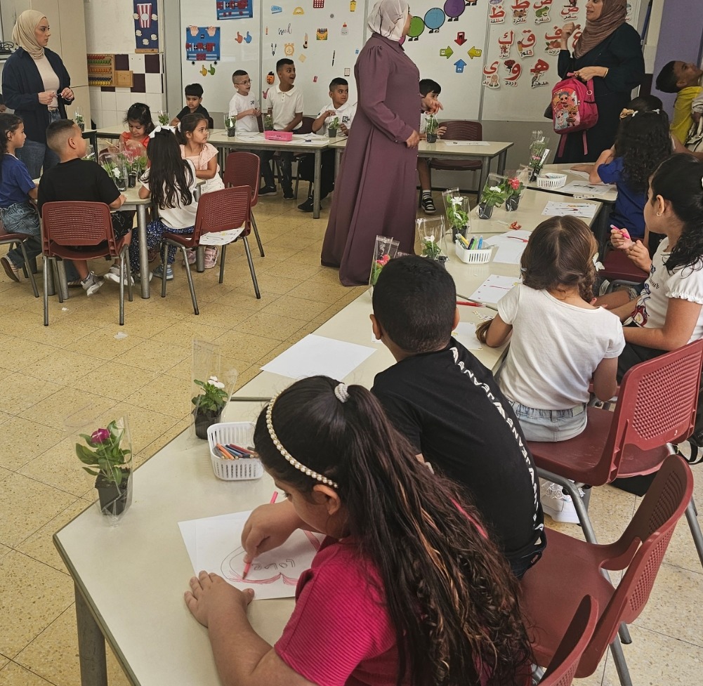 Students at desks in classroom with teachers leading lesson