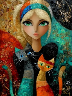 Girl with Black Cat
