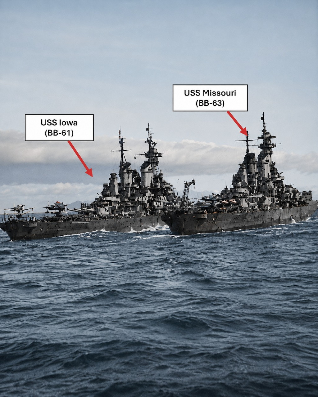 USS Iowa and Missouri Battleships