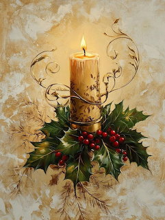 Christmas Candle Holly