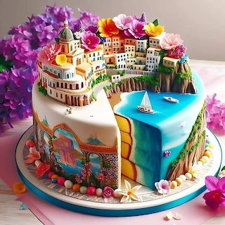 Italian Coastal Village Cake