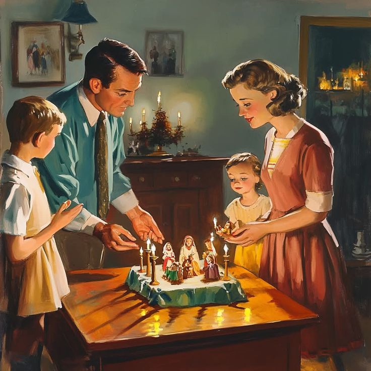 Family Christmas Nativity Scene