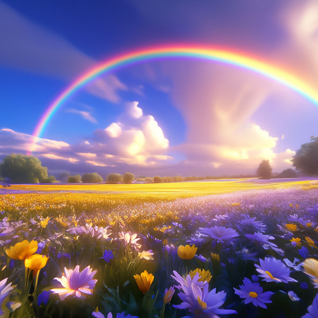 Rainbow Over Flower Field