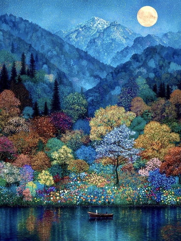 Moonlit Mountain Lake