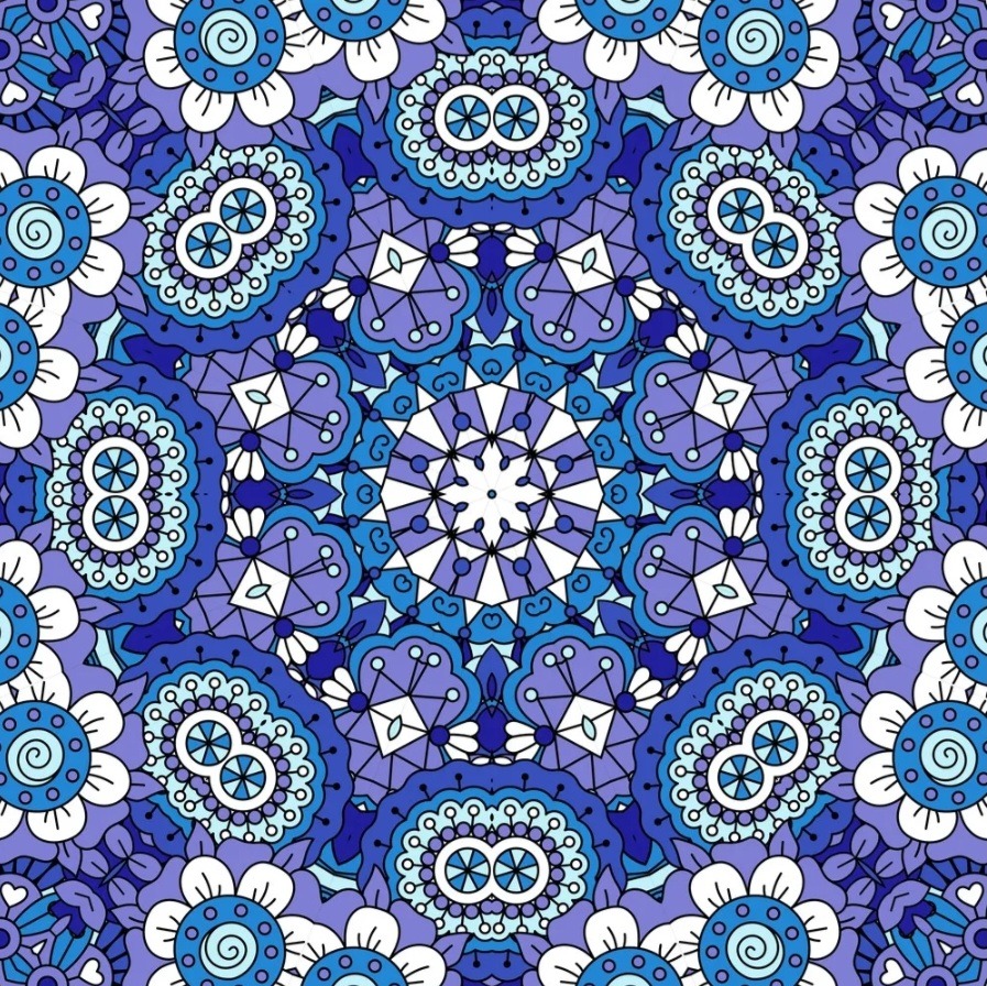 Blue Floral Mandala Pattern