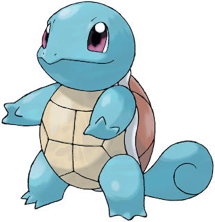 Squirtle Pokemon character illustration with blue body and cream shell