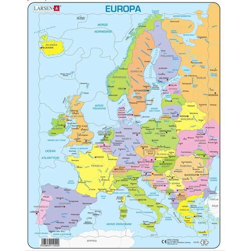 Colorful political map of Europe with labeled countries and borders