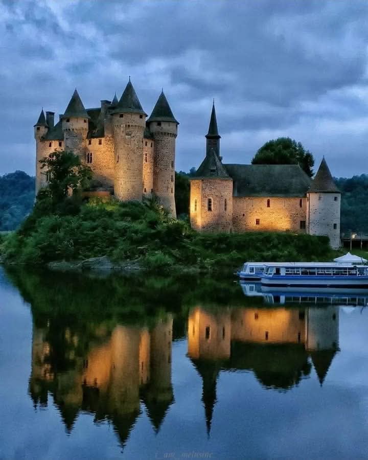 Fairytale castle with tall towers and turrets