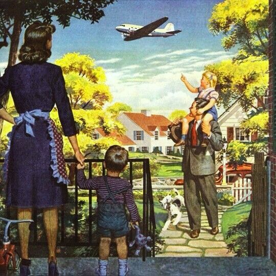 Vintage Family Suburban Scene