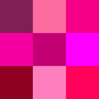 3x3 grid of pink, magenta, fuchsia and purple color blocks