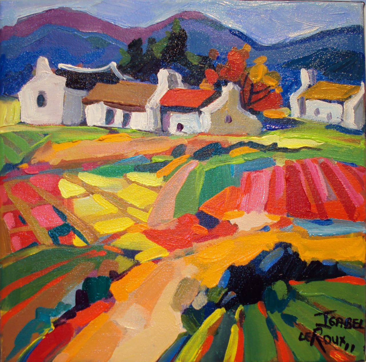 Colorful Farm Fields Painting