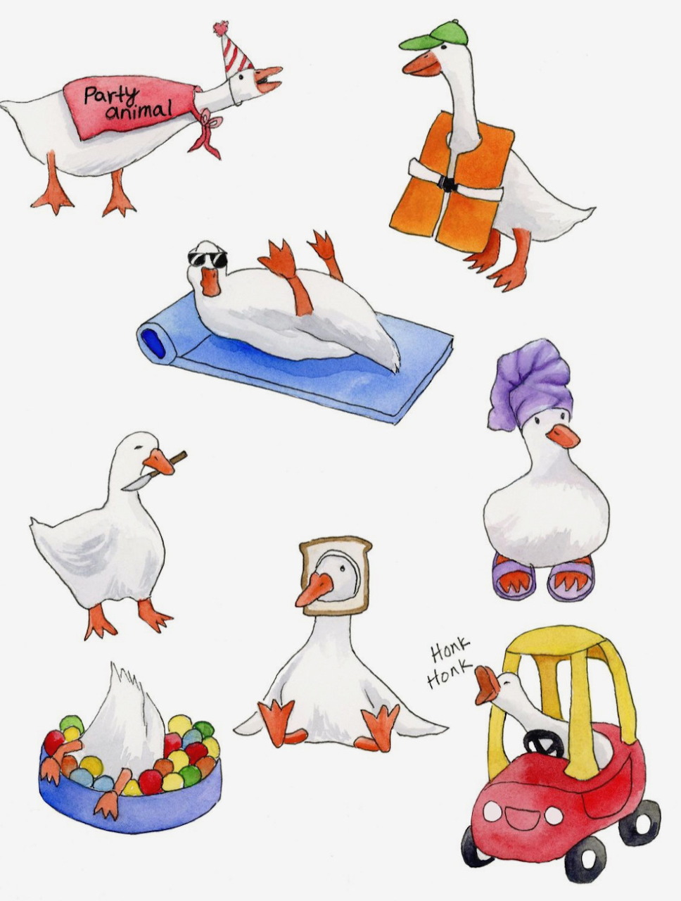 Funny Geese Illustrations