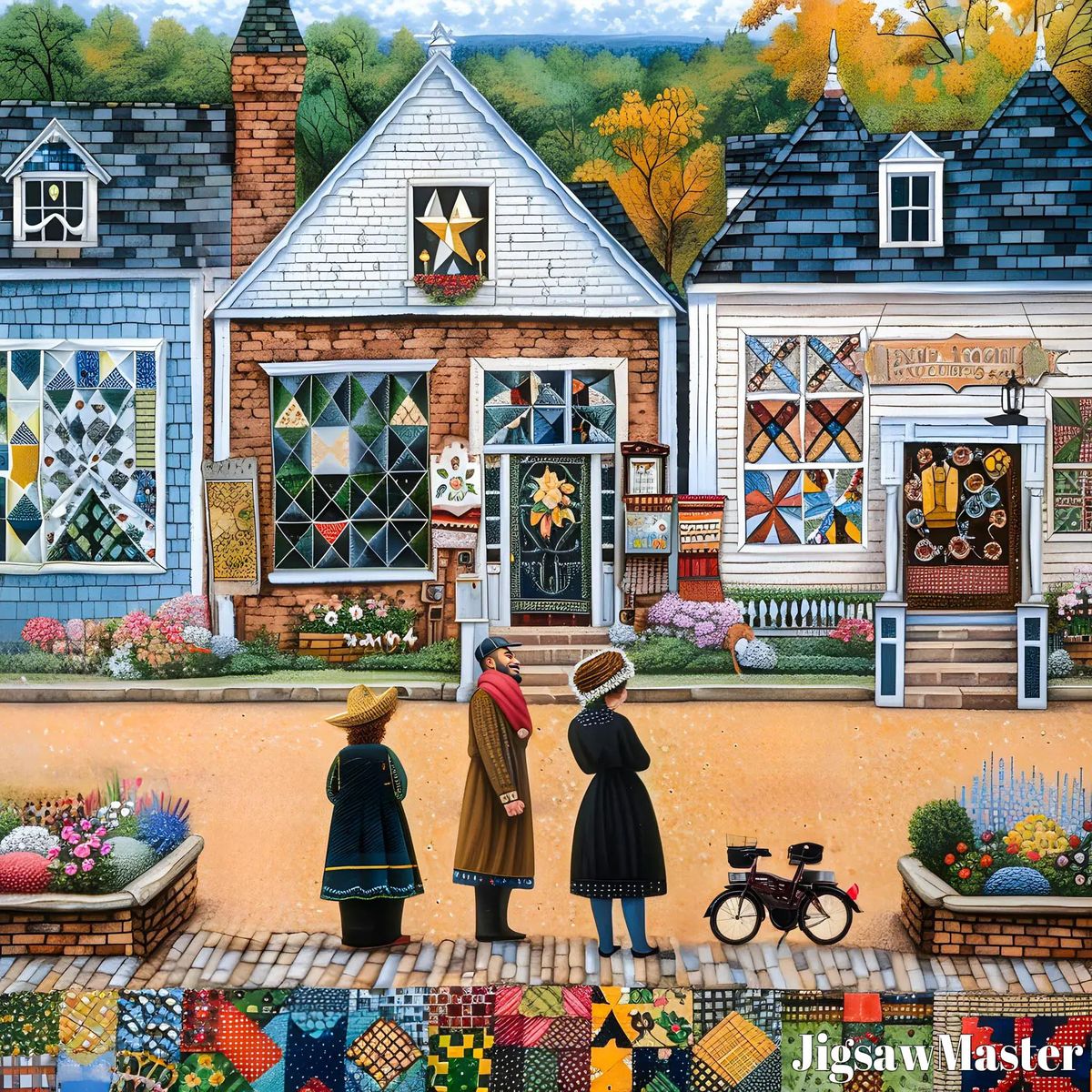 Autumn Quilt Shop Street Scene