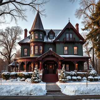 Victorian Mansion in Winter