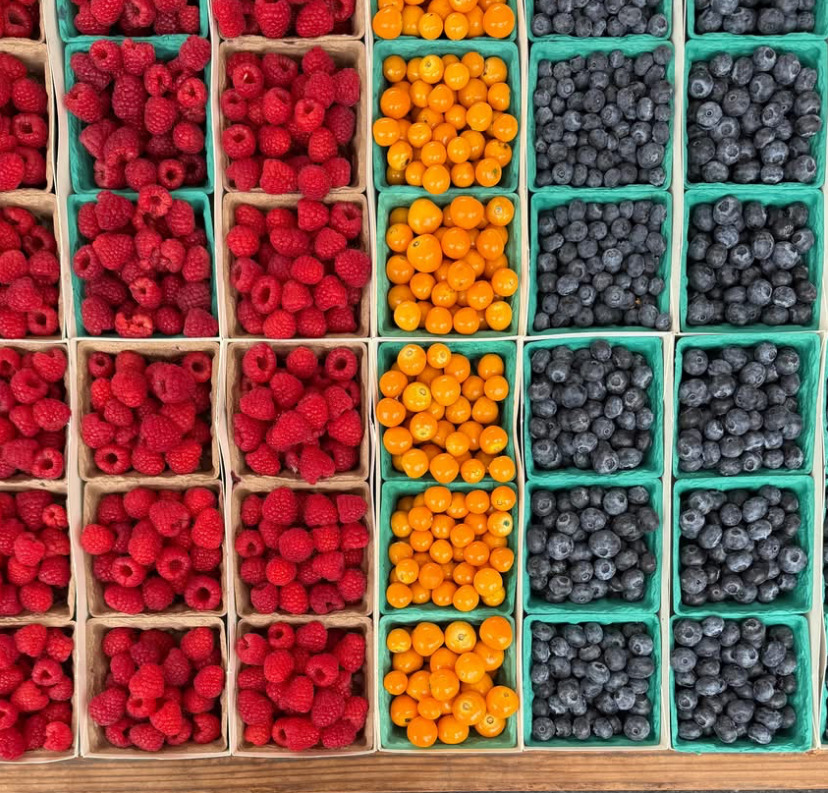 Fresh Beries in Market Baskets