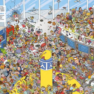 Crowded Airport Terminal Cartoon