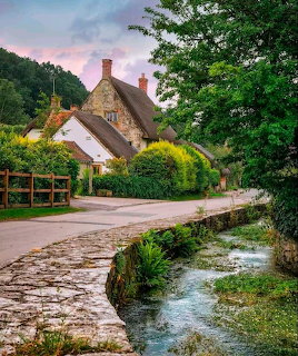 Thatched Cottage by Stream