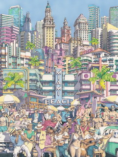 Busy City Beach Illustration