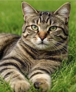 Tabby Cat on Grass