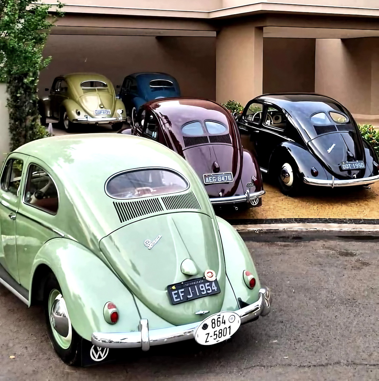 Five Vintage VW Beetles
