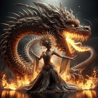 Woman Summoning Fire Dragon