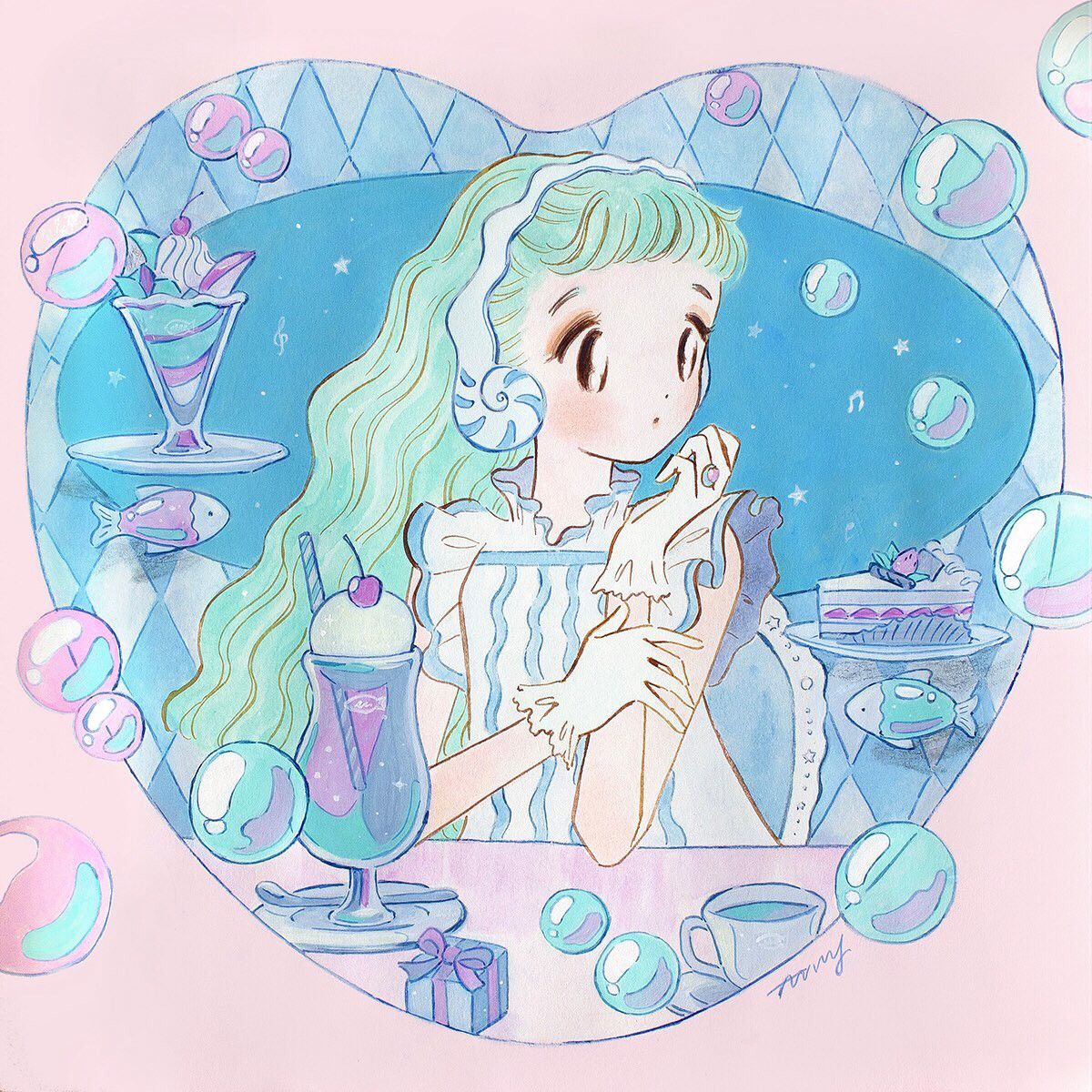 Pastel Anime Mermaid Girl