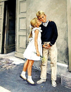 First Kiss Vintage Illustration