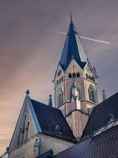 Gothic Church Spire at Dusk