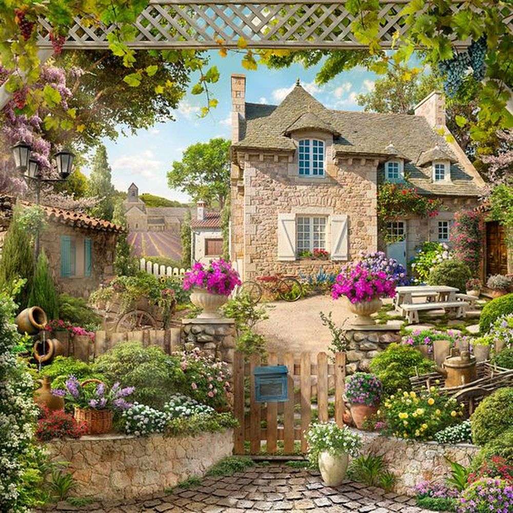 French Stone Cottage Garden