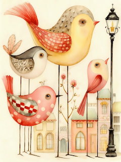 Whimsical Birds Illustration