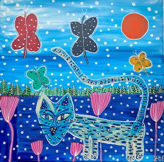 Blue Cat Folk Art