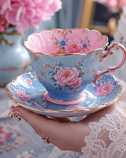 Floral Porcelain Teacup and Saucer